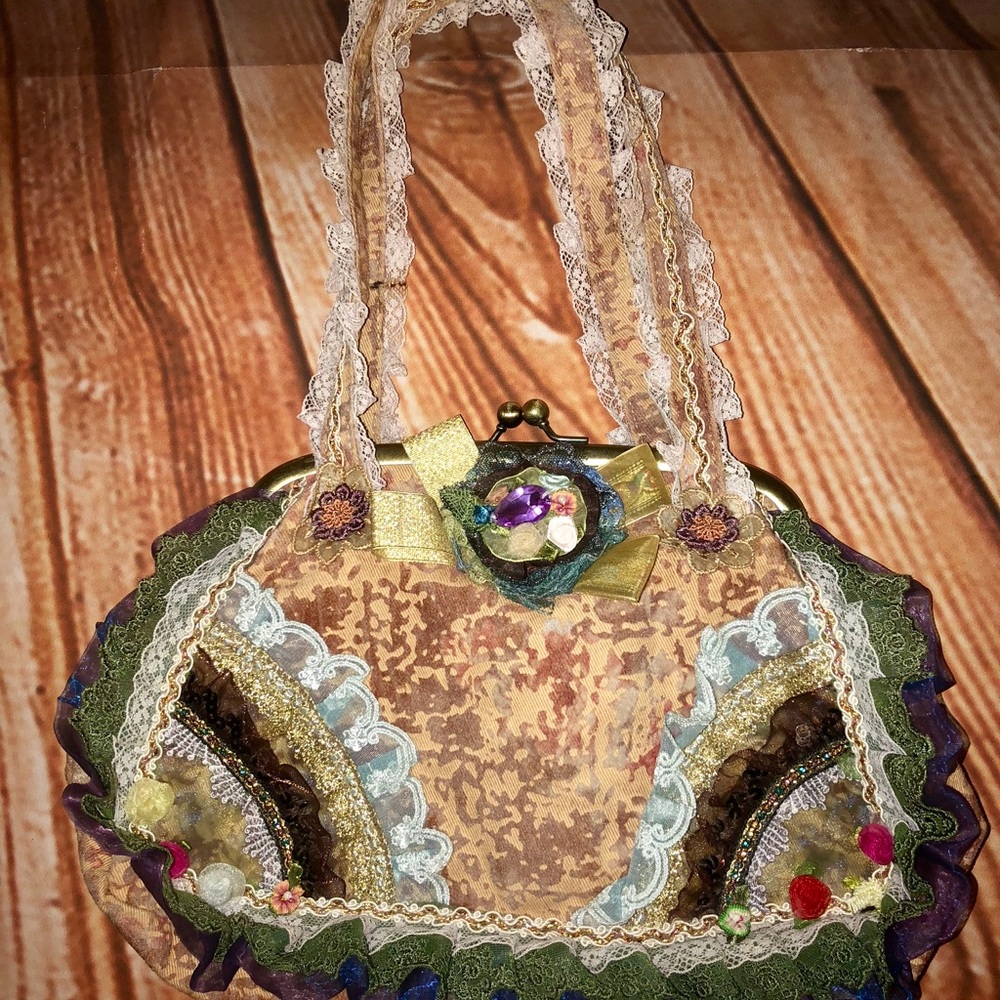 Lace Brocade Embellished Girly Girl Bag